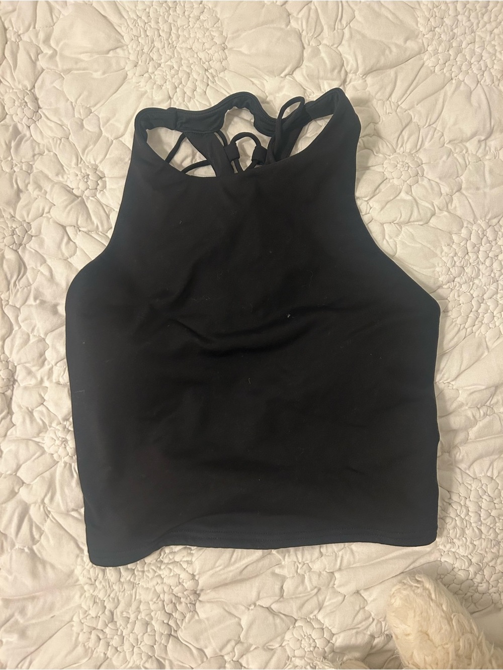 Black Strappy ALO High-Neck Crop Tank Top